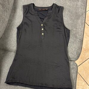 The Limited Black Sleeveless Tank with Button Accents